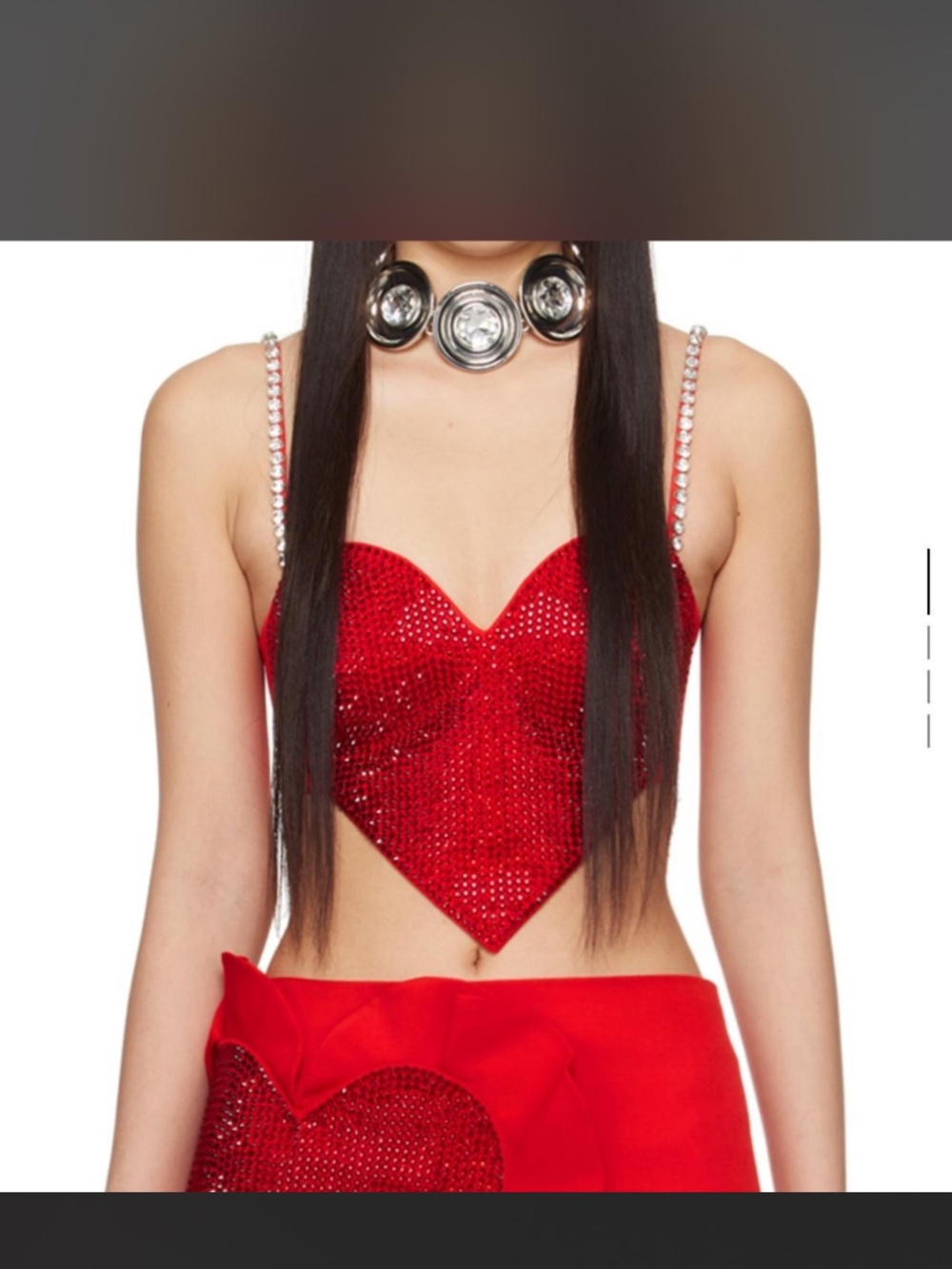 Area Embellished crystals, red heart top
